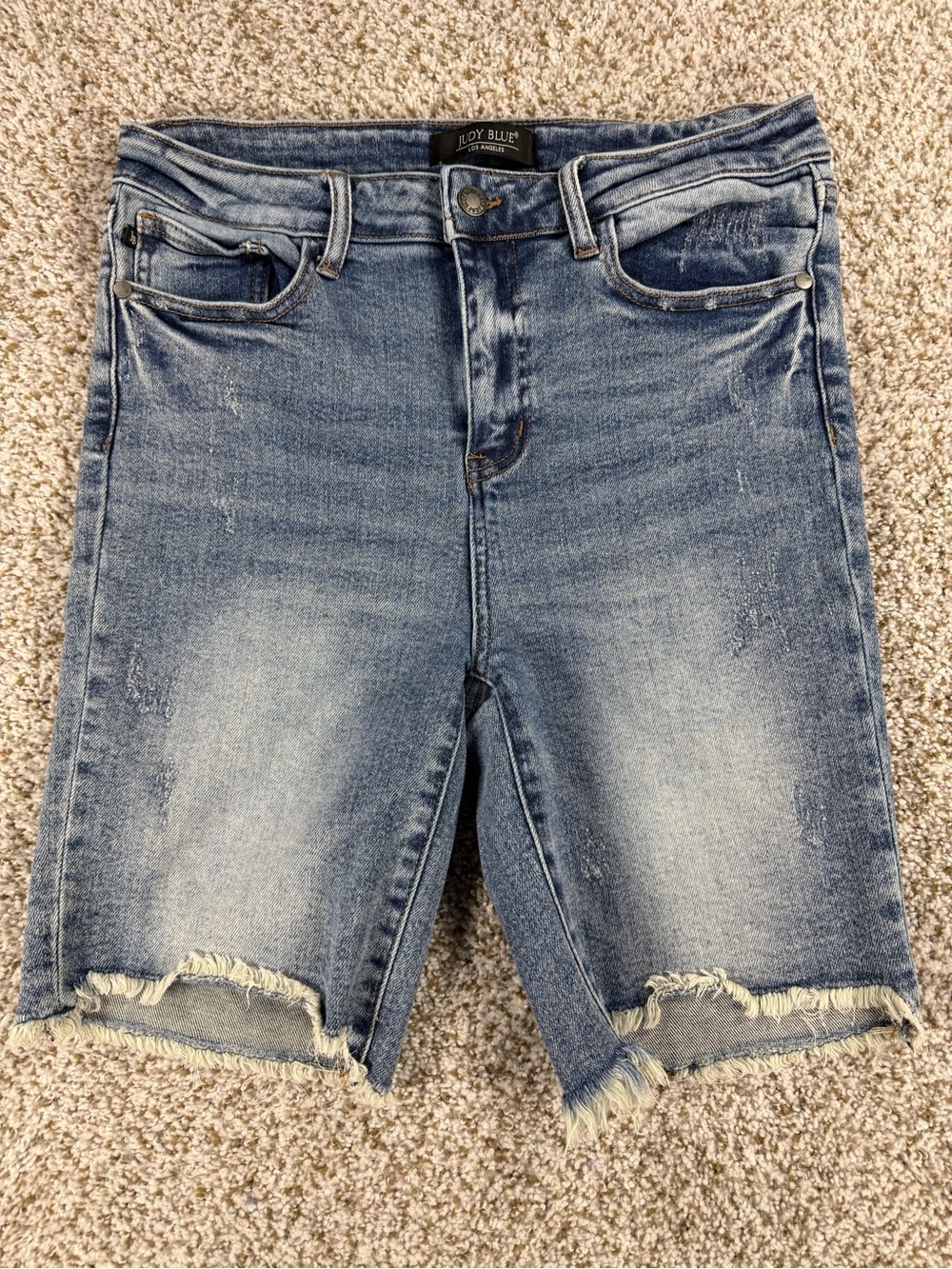 Judy Blue Light Wash Distressed Denim Bermuda Shorts